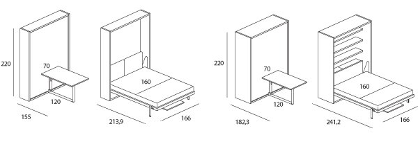 Opklapbed Penelope tech C 06 Desk BedHabits